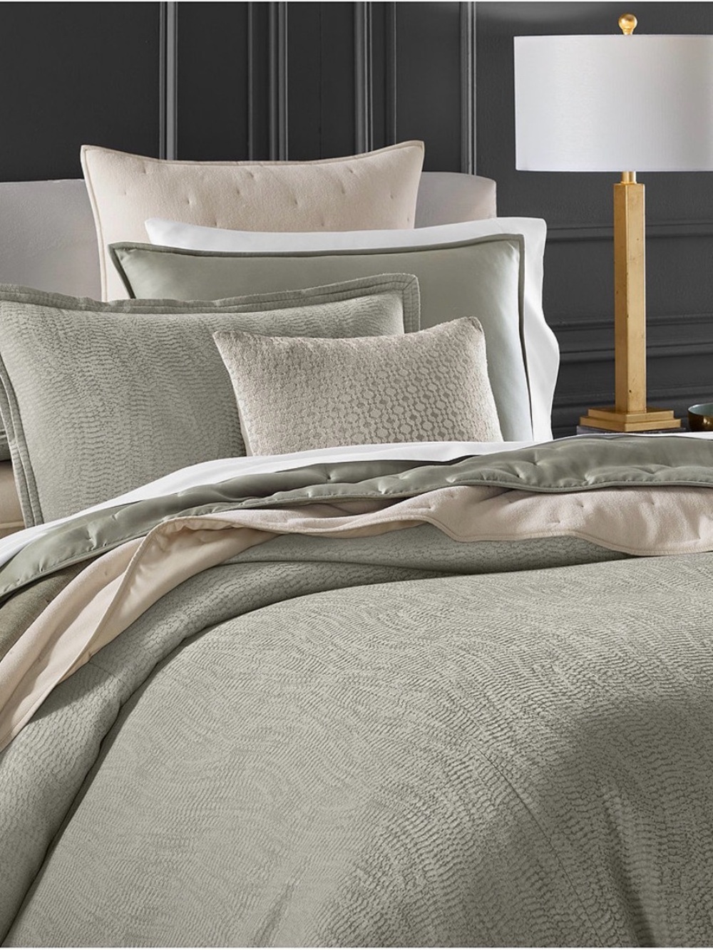 Hotel Collection Macy’s Refraction Full Queen Duvet Cover set shams Gray NEW